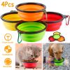4 Pcs Silicone Collapsible Dog Bowls BPA Free Travel Dog Bowl Foldable Cat Dog Food Water Bowl w/ Carabiner Clip For Traveling Walking Hiking