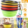 4 Pcs Silicone Collapsible Dog Bowls BPA Free Travel Dog Bowl Foldable Cat Dog Food Water Bowl w/ Carabiner Clip For Traveling Walking Hiking