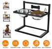 Raised Dog Bowls with 4.1 to 12.4in Adjustable Height Stainless Steel Elevated Double Dog Bowls with Bell for Small Medium Large Dogs