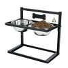 Raised Dog Bowls with 4.1 to 12.4in Adjustable Height Stainless Steel Elevated Double Dog Bowls with Bell for Small Medium Large Dogs