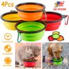 4 Pcs Silicone Collapsible Dog Bowls BPA Free Travel Dog Bowl Foldable Cat Dog Food Water Bowl w/ Carabiner Clip For Traveling Walking Hiking