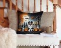 Australian Shepherd Throw Pillow Machine Washable, Indoor Outdoor Decorative Pillow for Couch, Bed or Patio, 14Hx14W - Spooky Halloween