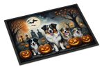 Australian Shepherd Doormat 18H X 27W - Spooky Halloween Indoor Outdoor Rugs for Entryway, Non Slip