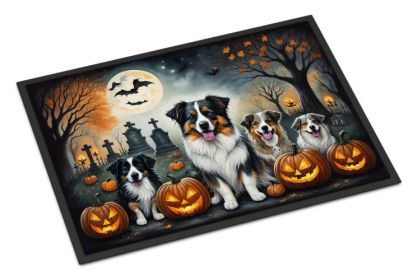 Australian Shepherd Doormat 18H X 27W - Spooky Halloween Indoor Outdoor Rugs for Entryway, Non Slip