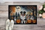 Australian Shepherd Doormat 18H X 27W - Spooky Halloween Indoor Outdoor Rugs for Entryway, Non Slip