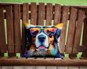 Bernese Mountain Dog Throw Pillow Machine Washable, Indoor Outdoor Decorative Pillow for Couch, Bed or Patio, 14Hx14W - Hippie Dawg