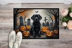 Black Labrador Retriever Doormat 18H X 27W - Spooky Halloween Indoor Outdoor Rugs for Entryway, Non Slip