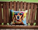 Dachshund Throw Pillow Machine Washable, Indoor Outdoor Decorative Pillow for Couch, Bed or Patio, 14Hx14W - Hippie Dawg