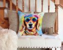 Dachshund Throw Pillow Machine Washable, Indoor Outdoor Decorative Pillow for Couch, Bed or Patio, 14Hx14W - Hippie Dawg