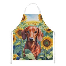 Dachshund Apron Cooking Kitchen Server Baking Crafts Gardening for Adult Women Men, Unisex, Large, Multicolor - Sunflowers