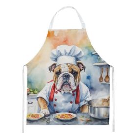 English Bulldog Apron Cooking Kitchen Server Baking Crafts Gardening for Adult Women Men, Unisex, Large, Multicolor - The Chef