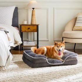 Memory Foam Pet Bed for Small Dogs with Washable Removable Cover Non-Slip Base Waterproof Liner Egg Crate Foam for Improved Sleep, gray