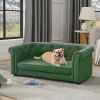 Pet sofa with backrest and armrests, contemporary pet sofa crafted from breathable linen cozy soft cushion dog sofa - GREEN