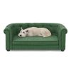 Pet sofa with backrest and armrests, contemporary pet sofa crafted from breathable linen cozy soft cushion dog sofa - GREEN