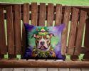 Pit Bull Throw Pillow Machine Washable, Indoor Outdoor Decorative Pillow for Couch, Bed or Patio, 14Hx14W - Mardi Gras