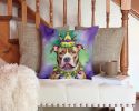 Pit Bull Throw Pillow Machine Washable, Indoor Outdoor Decorative Pillow for Couch, Bed or Patio, 14Hx14W - Mardi Gras