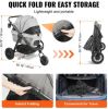 VEVOR Pet Stroller, 3 Wheels with Brakes, Detachable Carrier, 75 lbs Weight Capacity