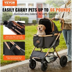 VEVOR Pet Stroller, 4 Wheels with Brakes, Detachable Carrier, 66 lbs Weight Capacity