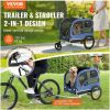 VEVOR Pet Trailer, 2-in-1 Pet Stroller Cart Bicycle Carrier, 100 lbs Weight Capacity