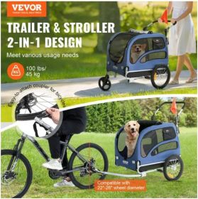 VEVOR Pet Trailer, 2-in-1 Pet Stroller Cart Bicycle Carrier, 100 lbs Weight Capacity
