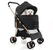 Foldable 3-In-1 Pet Stroller with Removable Seat Up to 33 lbs