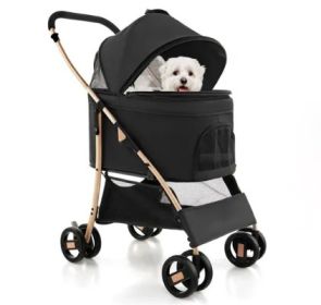 Foldable 3-In-1 Pet Stroller with Removable Seat Up to 33 lbs