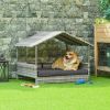 Wicker Dog House with Canopy, Indoor Outdoor Rattan Dog Bed with Water-resistant Cushion, for Small and Medium Dogs