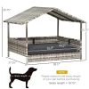 Wicker Dog House with Canopy, Indoor Outdoor Rattan Dog Bed with Water-resistant Cushion, for Small and Medium Dogs