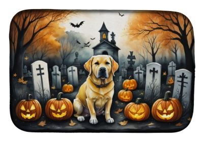 Yellow Labrador Retriever Kitchen Counter Dish Drying Mat 14" x 22" - Halloween