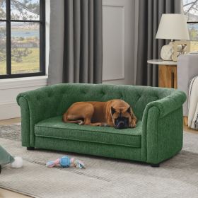 Pet sofa with backrest and armrests, contemporary pet sofa crafted from breathable linen cozy soft cushion dog sofa - GREEN