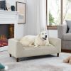Pet sofa with backrest and armrests, modern rectangular suitable for medium and large dogs, soft cushion comfortable, BEIGE