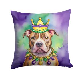 Pit Bull Throw Pillow Machine Washable, Indoor Outdoor Decorative Pillow for Couch, Bed or Patio, 14Hx14W - Mardi Gras