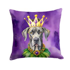 Great Dane Throw Pillow Machine Washable, Indoor Outdoor Decorative Pillow for Couch, Bed or Patio, 18Hx18W - Mardi Gras