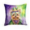 Yorkshire Terrier Throw Pillow Machine Washable, Indoor Outdoor Decorative Pillow for Couch, Bed or Patio, 18Hx18W - Mardi Gras