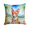 Basenji Throw Pillow Machine Washable, Indoor Outdoor Decorative Pillow for Couch, Bed or Patio, 18Hx18W - Luau
