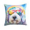 Old English Sheepdog Throw Pillow Machine Washable, Indoor Outdoor Decorative Pillow for Couch, Bed or Patio, 18Hx18W - Hippie Dawg