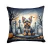 Yorkshire Terrier Throw Pillow Machine Washable, Indoor Outdoor Decorative Pillow for Couch, Bed or Patio, 18Hx18W - Spooky Halloween