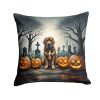 Bloodhound Throw Pillow Machine Washable, Indoor Outdoor Decorative Pillow for Couch, Bed or Patio, 18Hx18W - Spooky Halloween