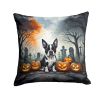 Boston Terrier Throw Pillow Machine Washable, Indoor Outdoor Decorative Pillow for Couch, Bed or Patio, 18Hx18W - Spooky Halloween