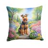 Welsh Terrier Throw Pillow Machine Washable, Indoor Outdoor Decorative Pillow for Couch, Bed or Patio, 18Hx18W - Spring Path