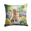 Golden Retriever Throw Pillow Machine Washable, Indoor Outdoor Decorative Pillow for Couch, Bed or Patio, 18Hx18W - Spring Path