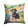Dachshund Throw Pillow Machine Washable, Indoor Outdoor Decorative Pillow for Couch, Bed or Patio, 18Hx18W - Spring Path