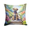 Border Terrier Throw Pillow Machine Washable, Indoor Outdoor Decorative Pillow for Couch, Bed or Patio, 18Hx18W - Spring Path