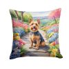 Australian Terrier Throw Pillow Machine Washable, Indoor Outdoor Decorative Pillow for Couch, Bed or Patio, 18Hx18W - Spring Garden