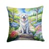 Great Pyrenees Throw Pillow Machine Washable, Indoor Outdoor Decorative Pillow for Couch, Bed or Patio, 18Hx18W - Spring Path