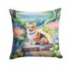 Corgi Throw Pillow Machine Washable, Indoor Outdoor Decorative Pillow for Couch, Bed or Patio, 18Hx18W - Spring Path