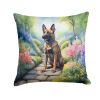Belgian Malinois Throw Pillow Machine Washable, Indoor Outdoor Decorative Pillow for Couch, Bed or Patio, 18Hx18W - Spring Garden
