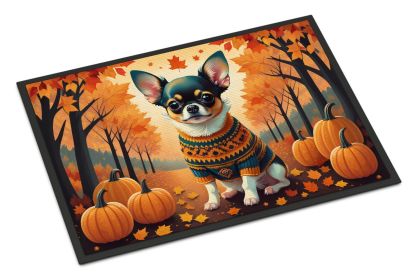 Tricolor Chihuahua Doormat 18H X 27W - Fall Front Door Mat Indoor Outdoor Rugs for Entryway, Non Slip Washable