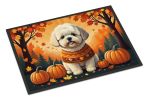 Bichon Frise Doormat 18H X 27W - Fall Front Door Mat Indoor Outdoor Rugs for Entryway, Non Slip Washable