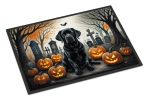 Black Labrador Retriever Doormat 18H X 27W - Spooky Halloween Indoor Outdoor Rugs for Entryway, Non Slip